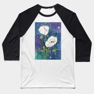 White Poppies in an Evening Garden Baseball T-Shirt